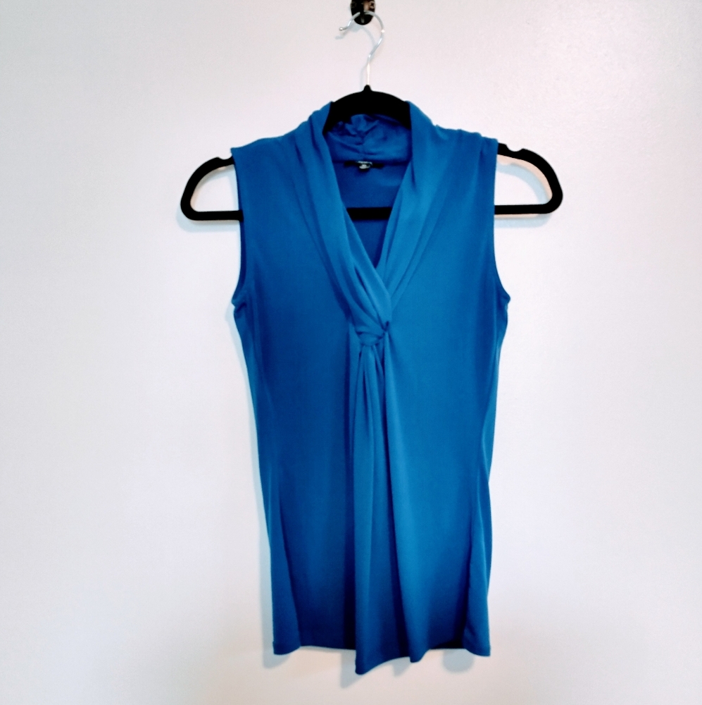 Premise blue tank top blouse with draped knot detail in the front size xs